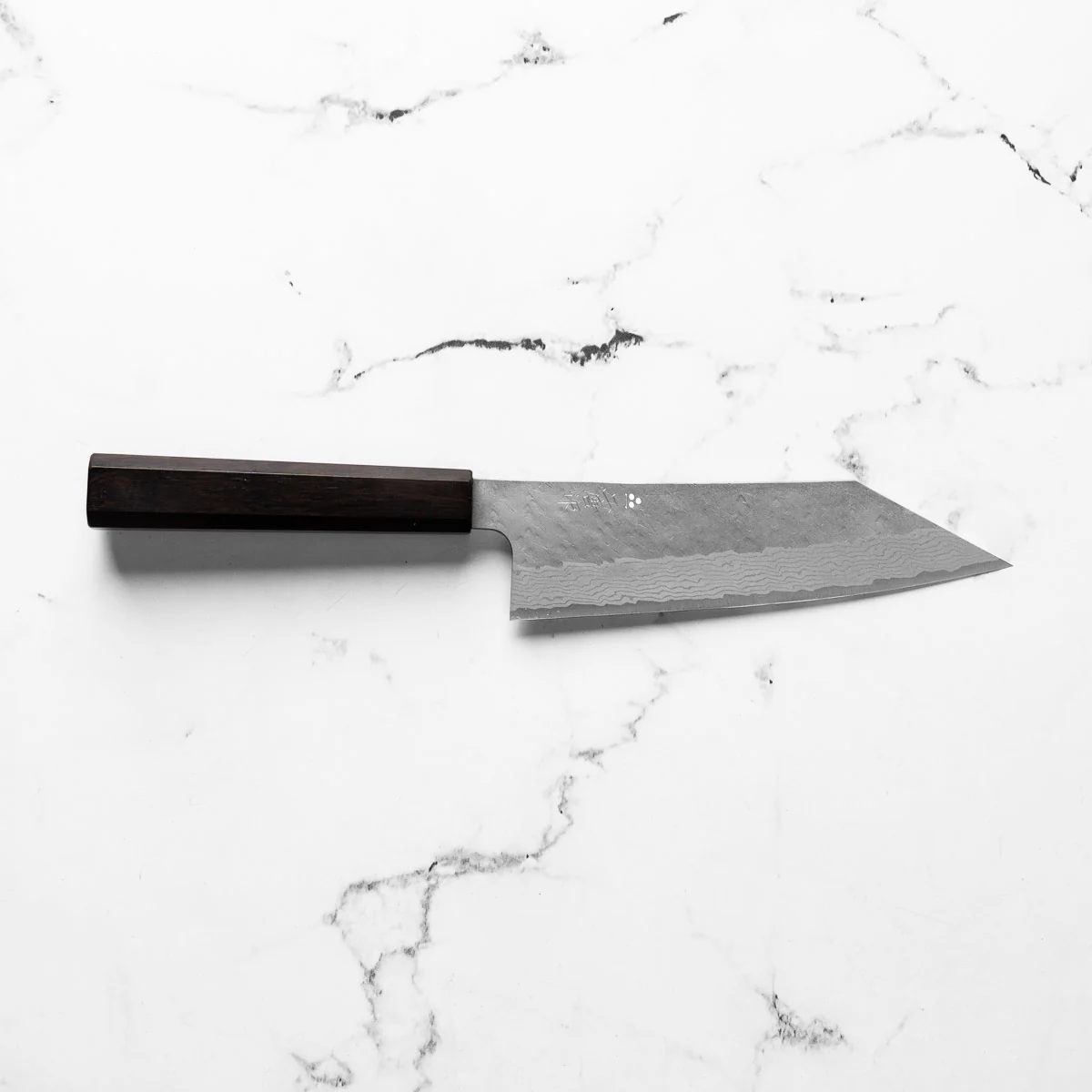Nigara Hamono VG10 Tsuchime Damascus Bunka 165mm - Ebony - Image 4