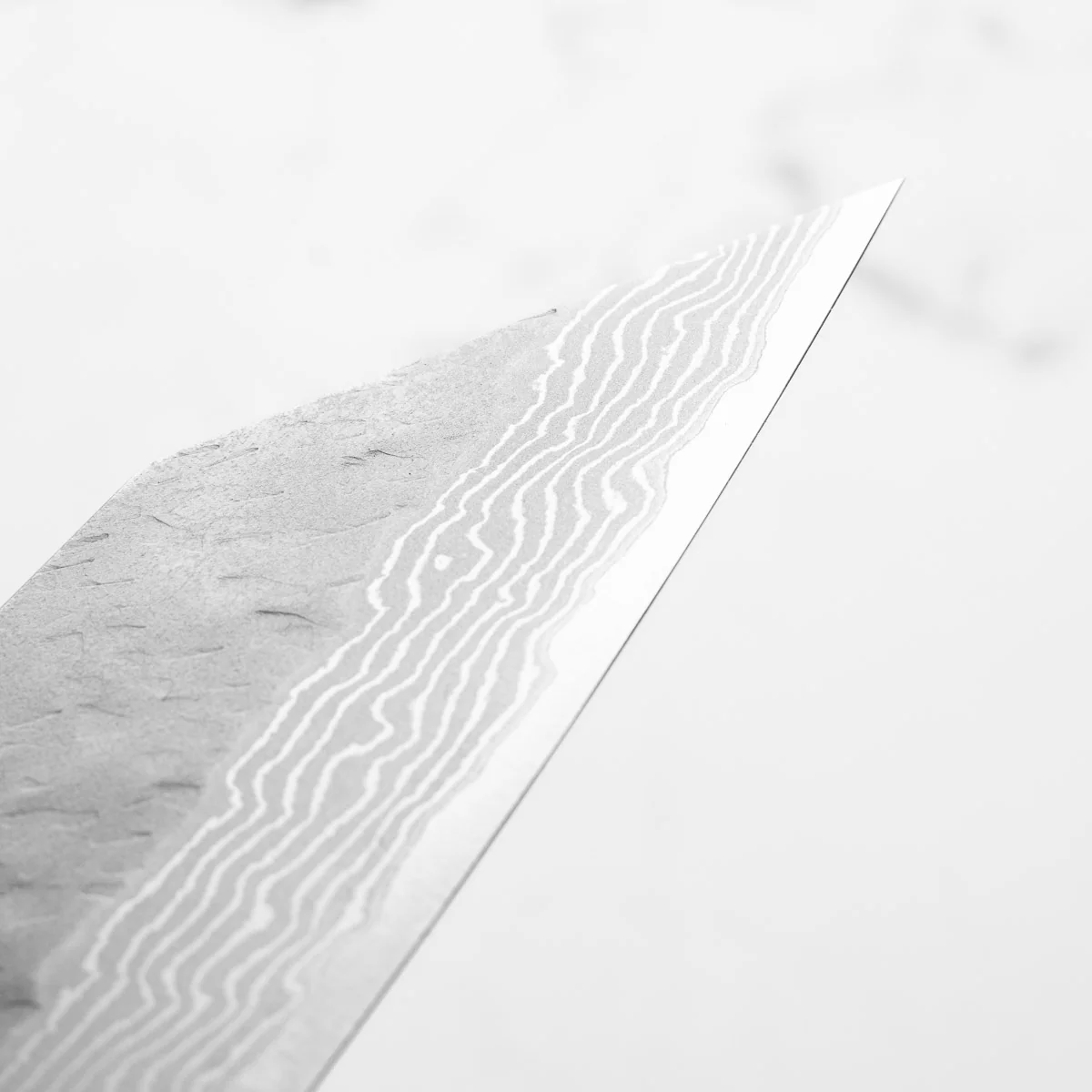 Nigara Hamono VG10 Tsuchime Damascus Bunka 165mm - Ebony - Image 6
