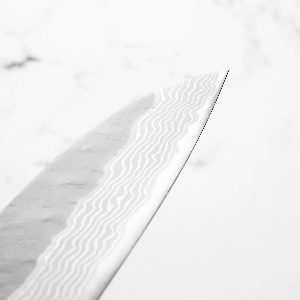 Nigara Hamono VG10 Tsuchime Damascus Gyuto 210mm - Ebony - Image 9