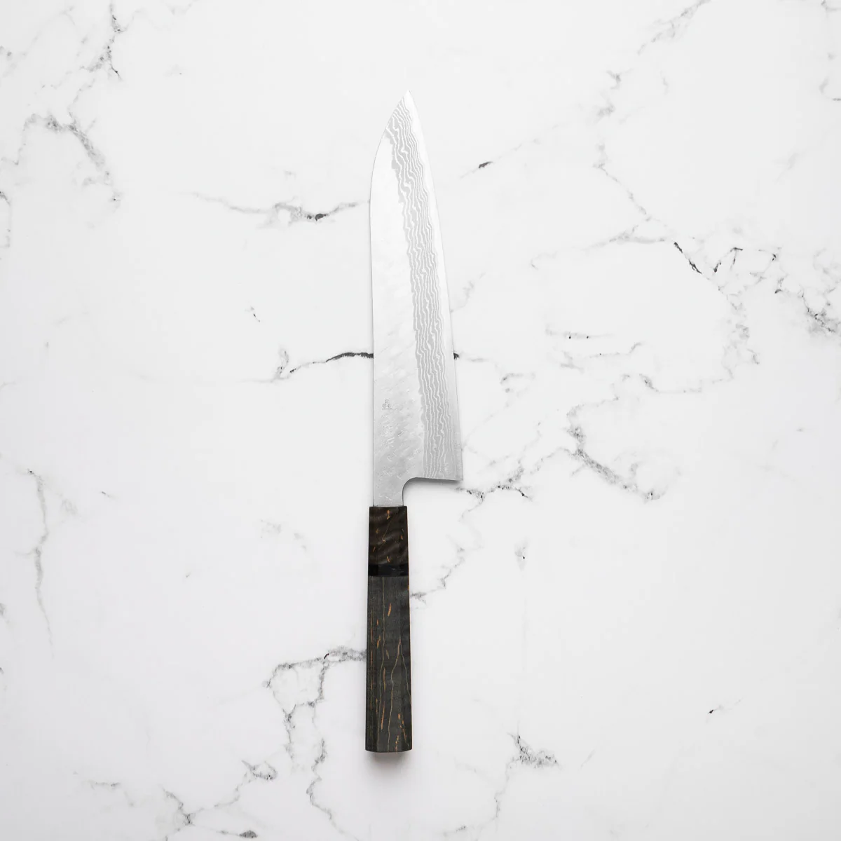 Nigara Hamono VG10 Tsuchime Damascus Gyuto 240mm - Dark Maple - Image 6