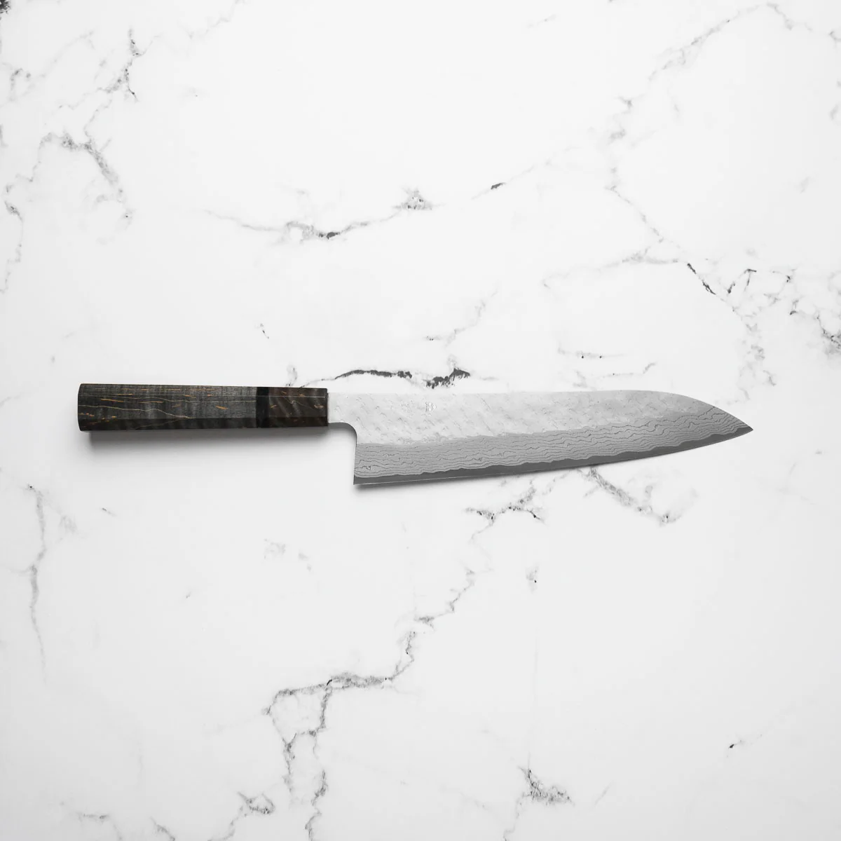 Nigara Hamono VG10 Tsuchime Damascus Gyuto 240mm - Dark Maple - Image 7
