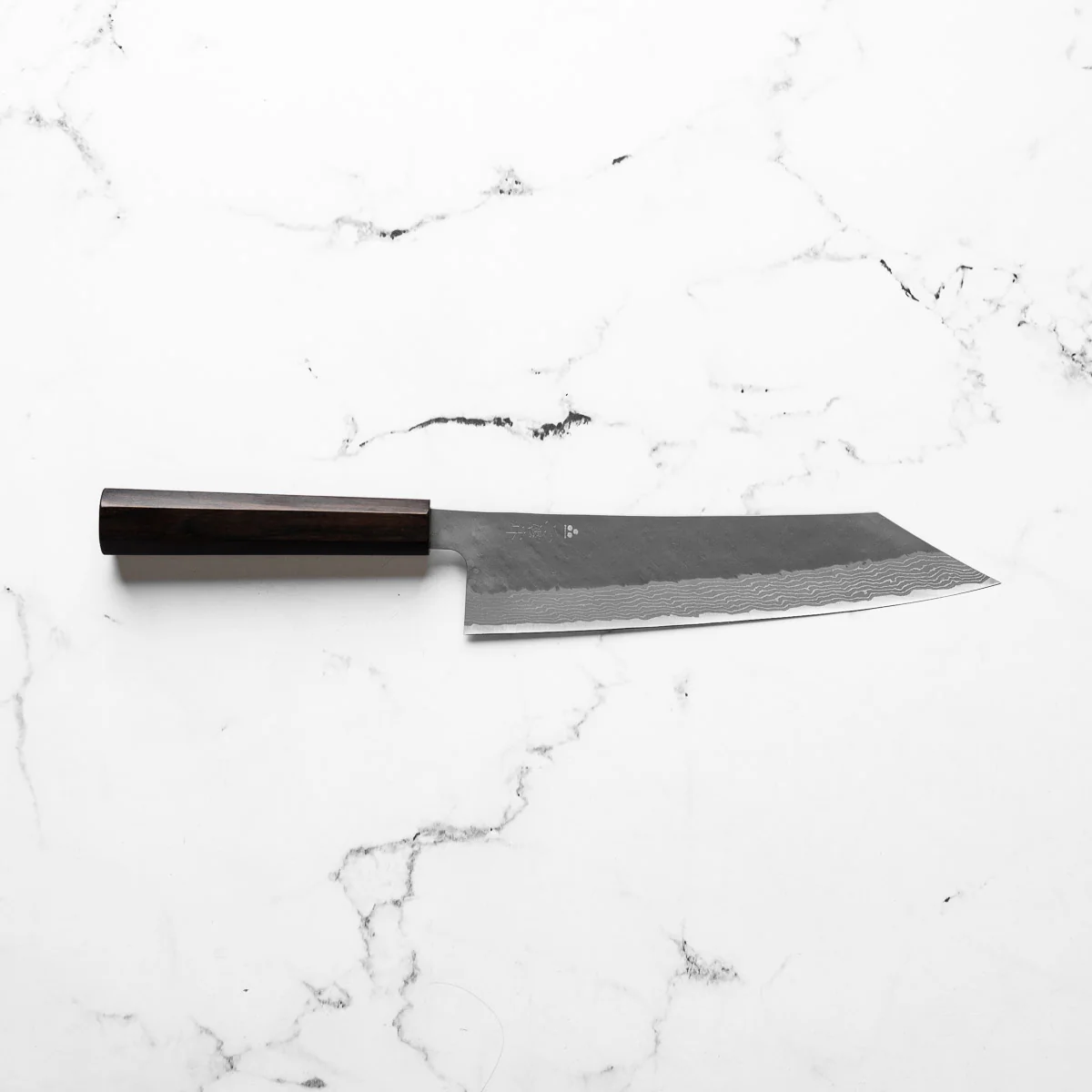 Nigara Hamono VG10 Tsuchime Damascus Kiritsuke 240mm - Ebony - Image 4