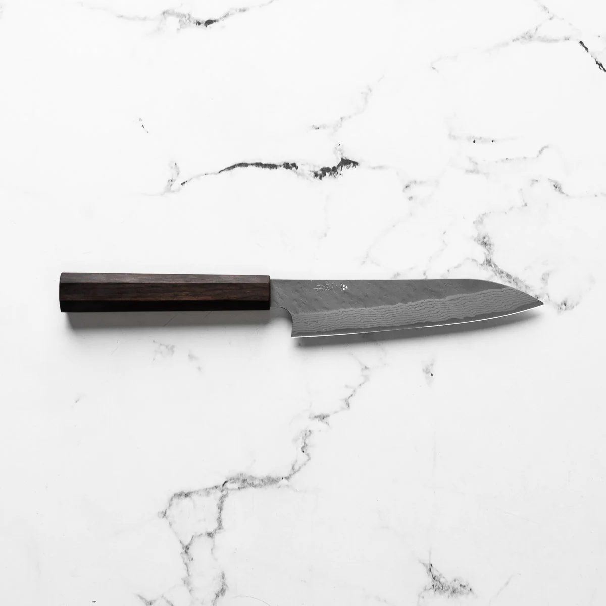 Nigara Hamono VG10 Tsuchime Damascus Petty 150mm - Ebony - Image 6