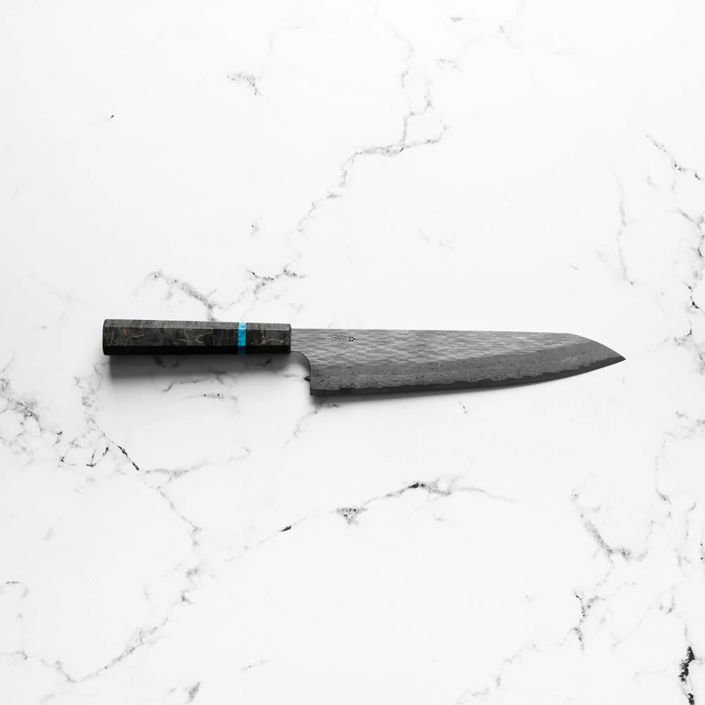 Nigara Hamono VGXEOS Gyuto 240mm - Maple Turquoise - Image 4