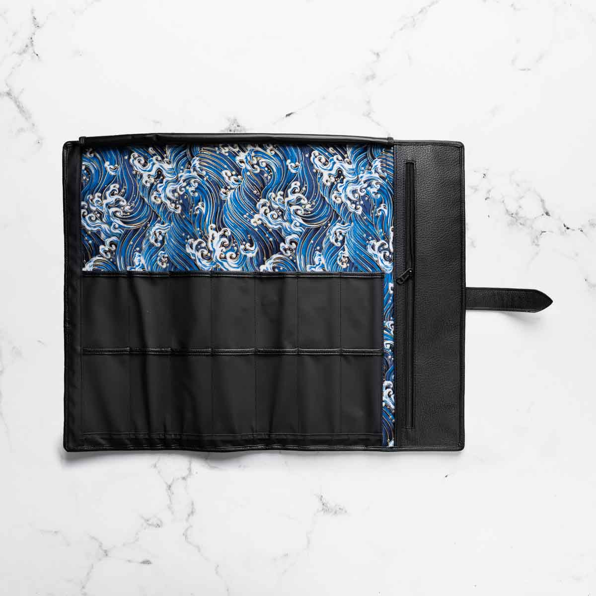 Porter 7 Pocket Polymer Leather Trim Knife Roll - Blue Liner - Image 3