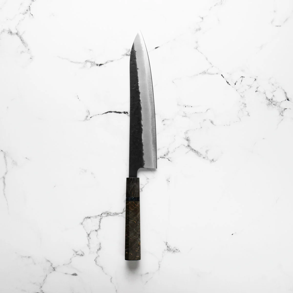 Sakai Kikumori Blue Super Gyuto 240mm - Dark Maple - Image 3