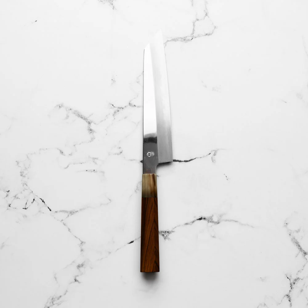 Sakai Kikumori "Choyo" Blue 1 Kiritsuke Gyuto 210mm - Quince - Image 3