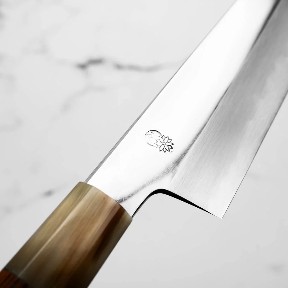 Sakai Kikumori "Choyo" Blue 1 Kiritsuke Gyuto 210mm - Quince - Image 5