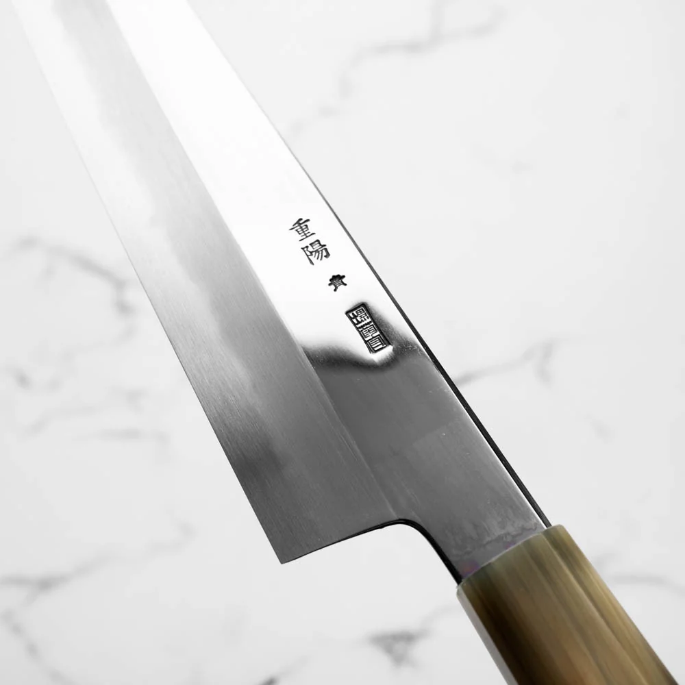 Sakai Kikumori "Choyo" Blue 1 Kiritsuke Gyuto 210mm - Quince - Image 6