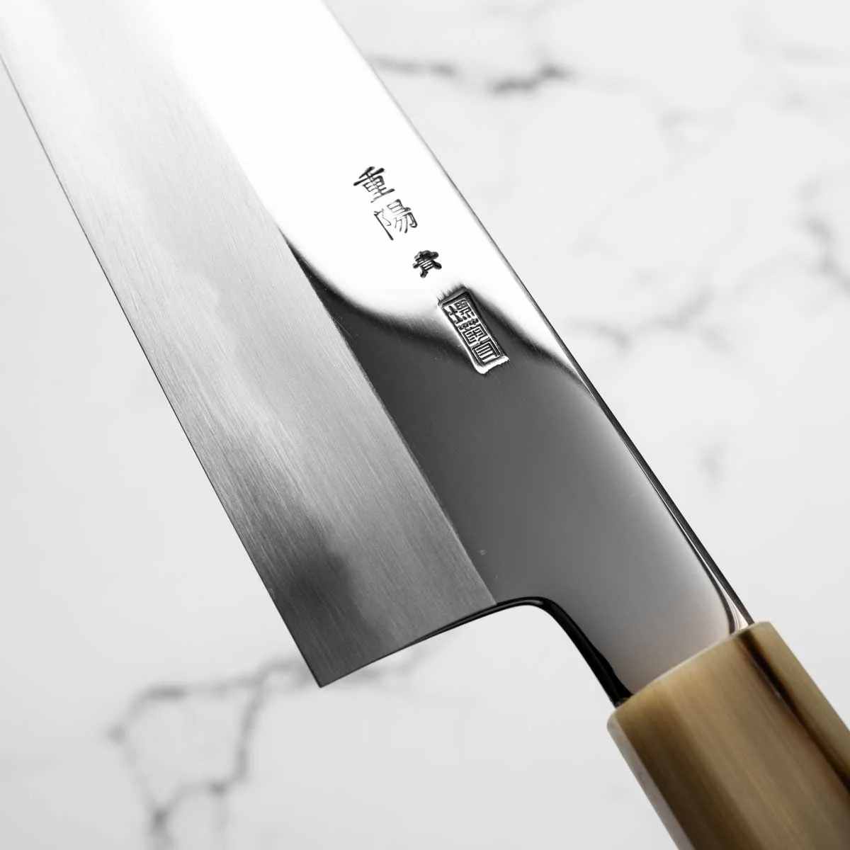 Sakai Kikumori "Choyo" Blue 1 Santoku 180mm - Quince - Image 6