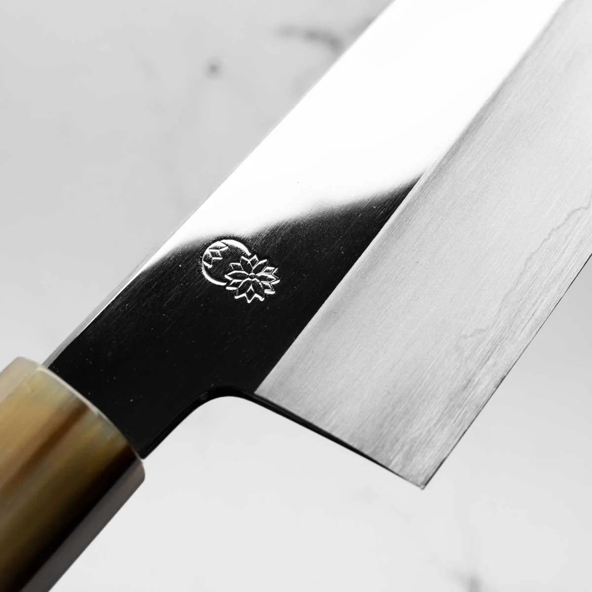 Sakai Kikumori "Choyo" Ginsan Santoku 180mm - Quince - Image 5