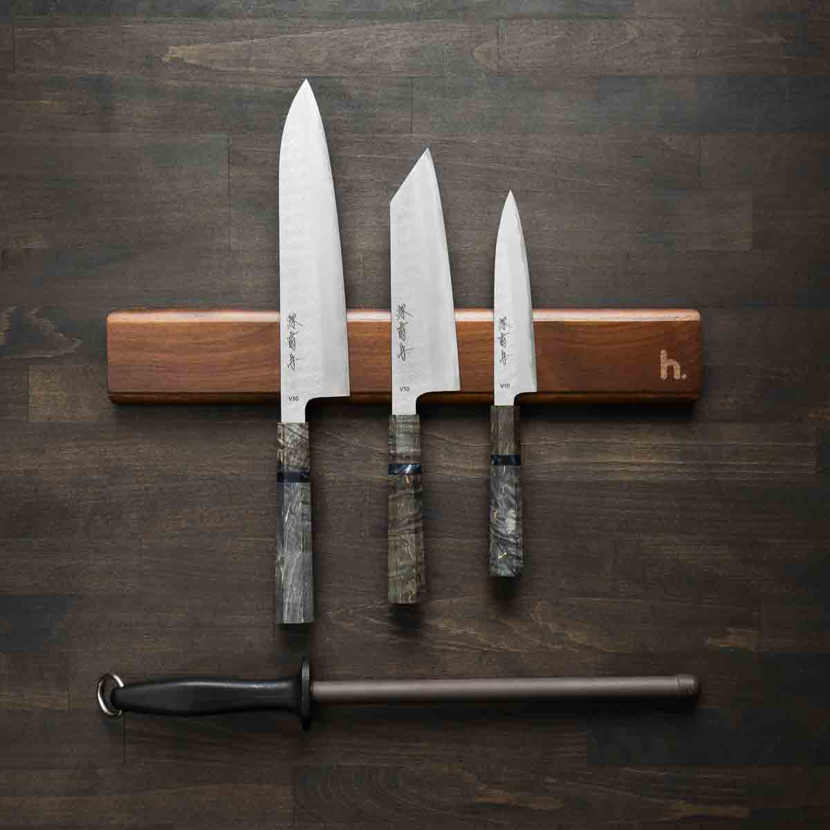 Sakai Kikumori VG10 - 3 Knife Set with Magnetic Strip - Image 2