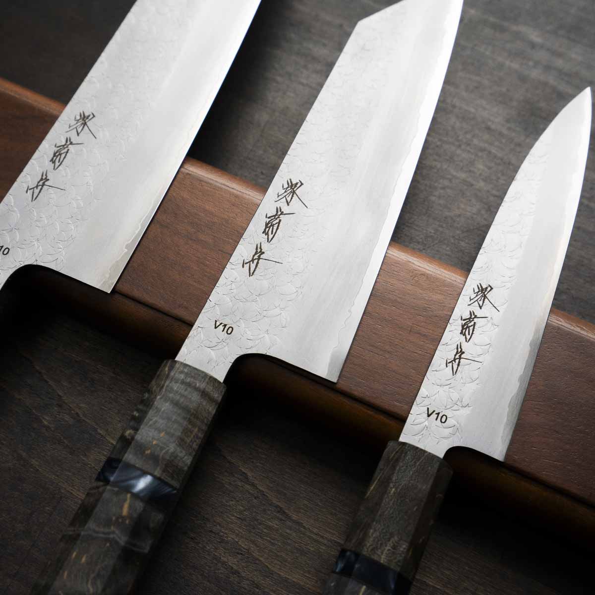 Sakai Kikumori VG10 - 3 Knife Set with Magnetic Strip - Image 3