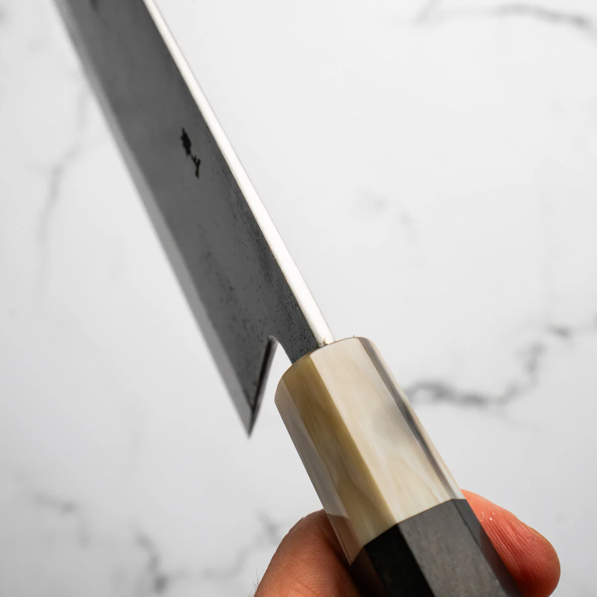 Sakai Kikumori White 2 Kiritsuke Cleaver 180mm - Ebony & Blonde - Image 3