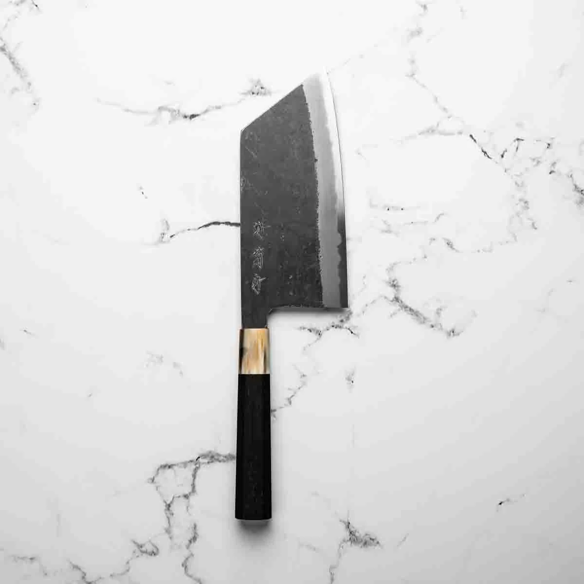 Sakai Kikumori White 2 Kiritsuke Cleaver 180mm - Ebony & Blonde - Image 7
