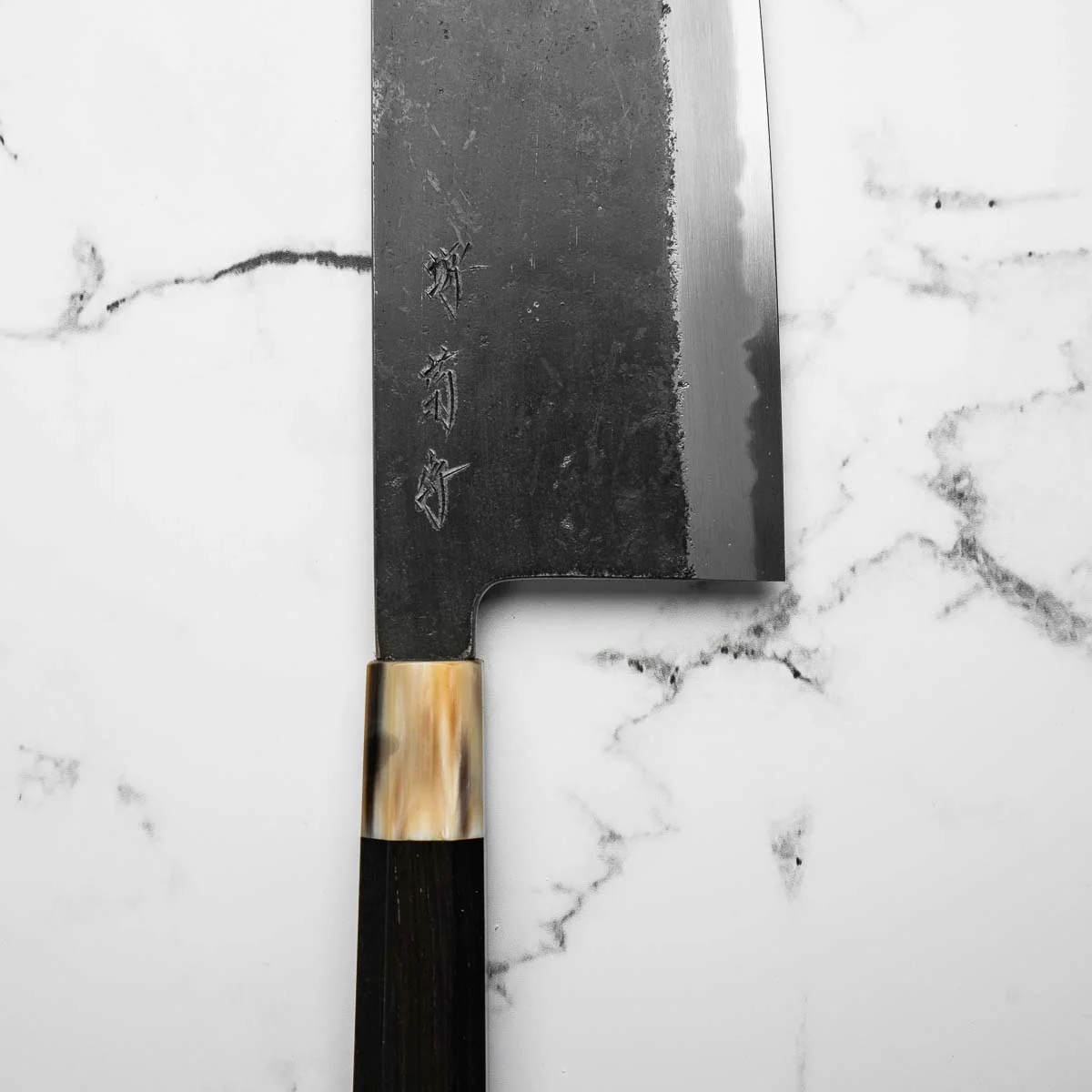 Sakai Kikumori White 2 Kiritsuke Cleaver 180mm - Ebony & Blonde - Image 8