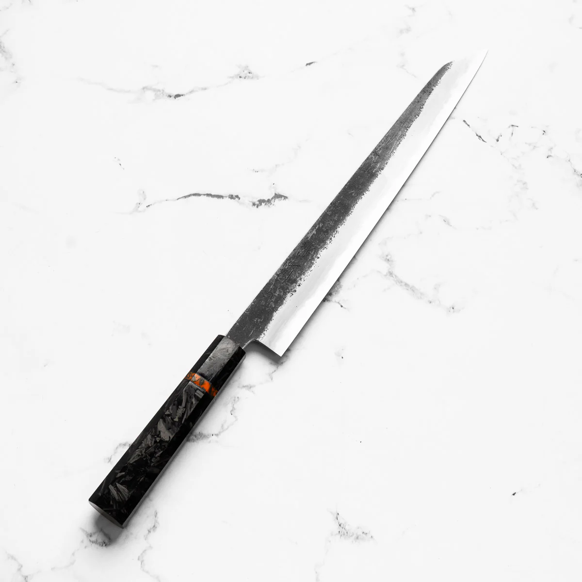 Sakai Kikumori White 2 Kurouchi Kiritsuke Sujihiki 300mm - Carbon Fibre - Image 2