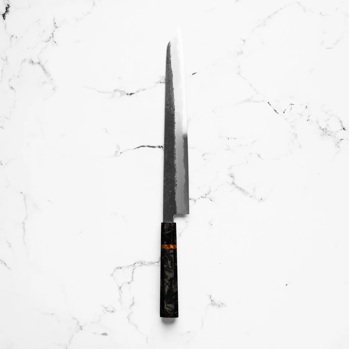Sakai Kikumori White 2 Kurouchi Kiritsuke Sujihiki 300mm - Carbon Fibre - Image 3