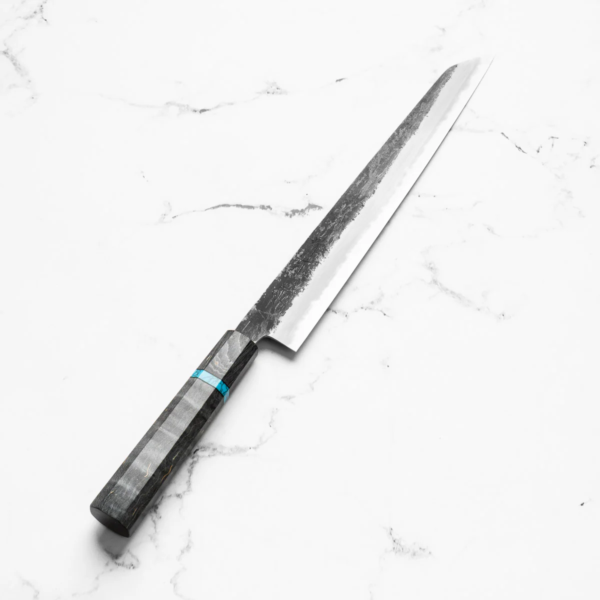 Sakai Kikumori White 2 Kurouchi Kiritsuke Sujihiki 300mm - Maple Turquoise - Image 2