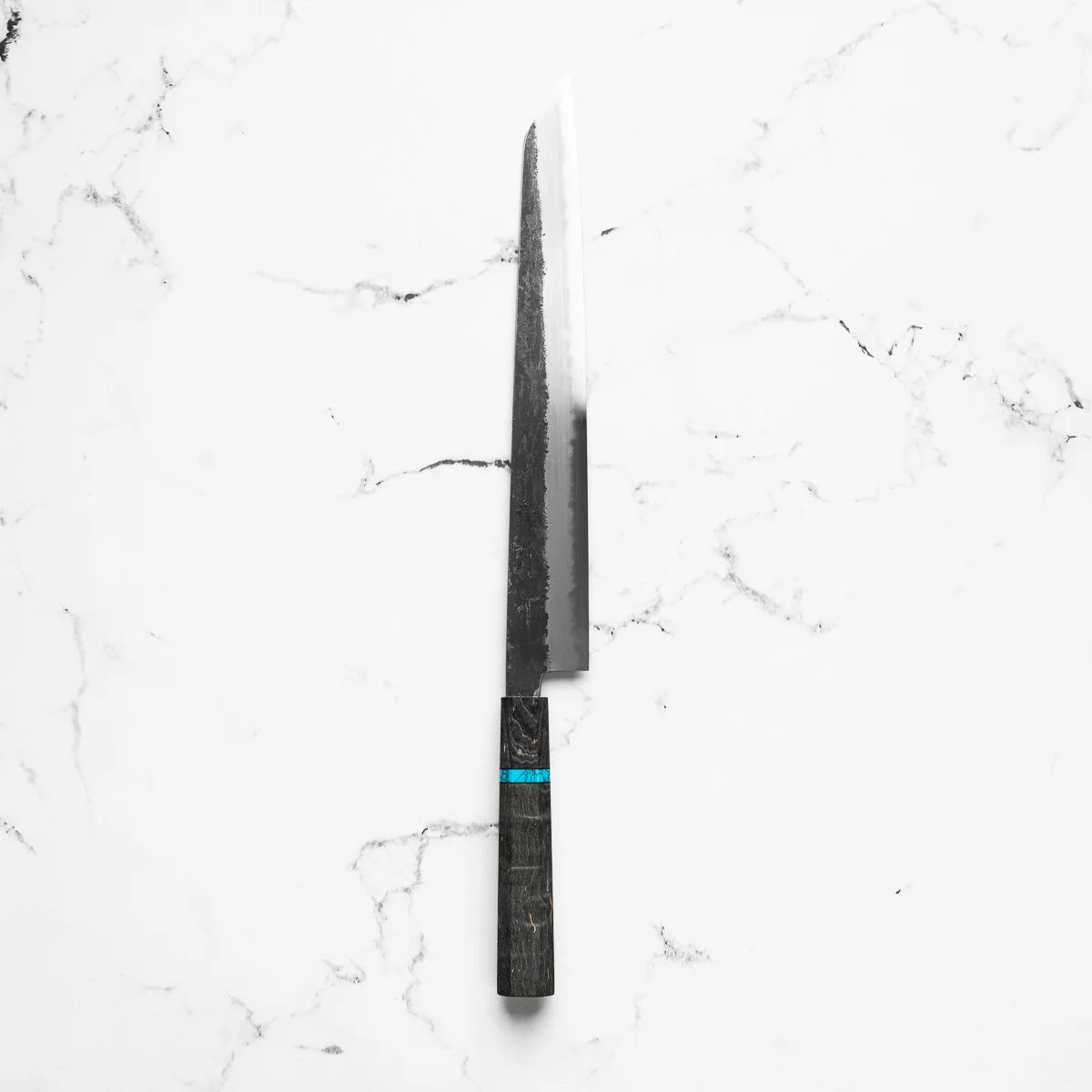 Sakai Kikumori White 2 Kurouchi Kiritsuke Sujihiki 300mm - Maple Turquoise - Image 3