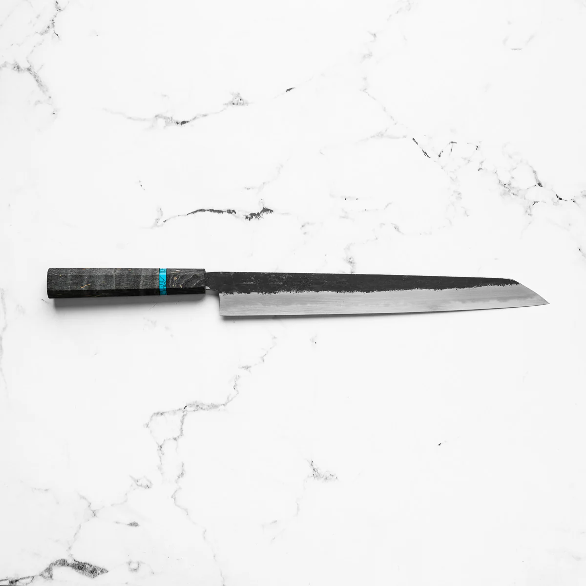 Sakai Kikumori White 2 Kurouchi Kiritsuke Sujihiki 300mm - Maple Turquoise - Image 4