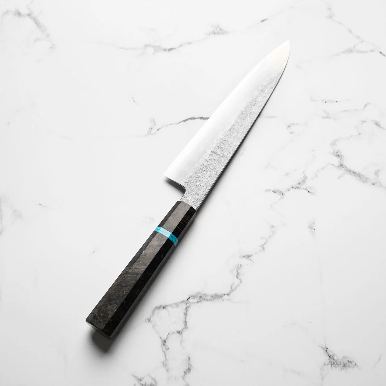 Satoshi Nakagawa Ginsan Tsuchime Gyuto 210mm - Turquoise - Image 6