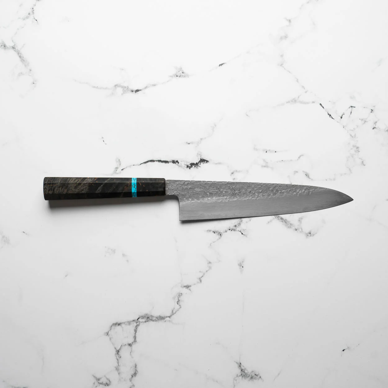 Satoshi Nakagawa Ginsan Tsuchime Gyuto 210mm - Turquoise - Image 7