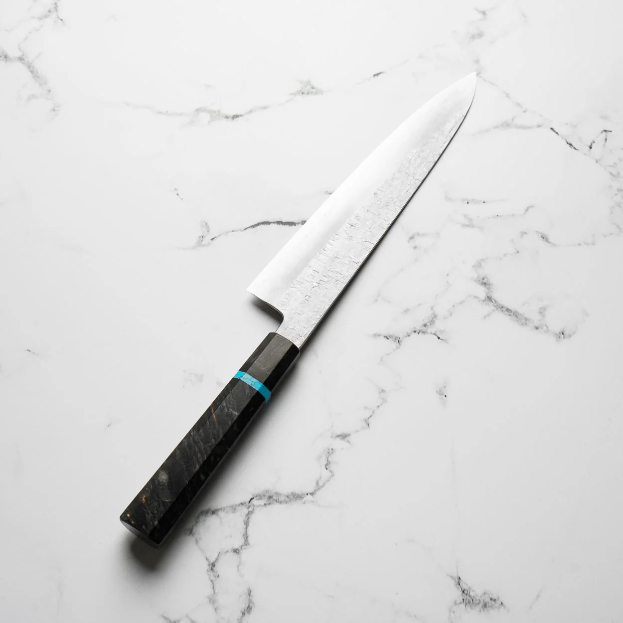 Satoshi Nakagawa Ginsan Tsuchime Gyuto 240mm - Turquoise - Image 2
