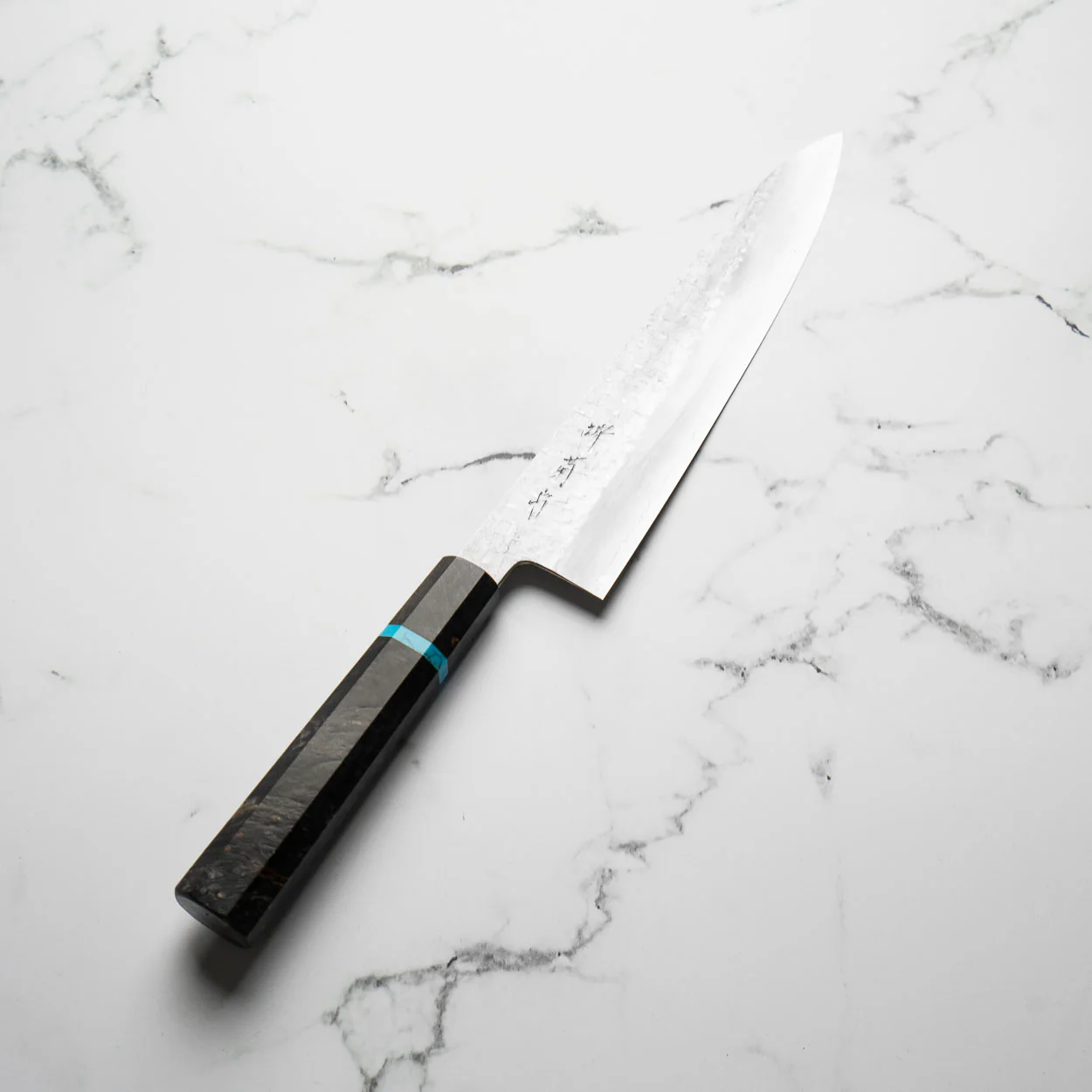 Satoshi Nakagawa Ginsan Tsuchime Gyuto 240mm - Turquoise - Image 3