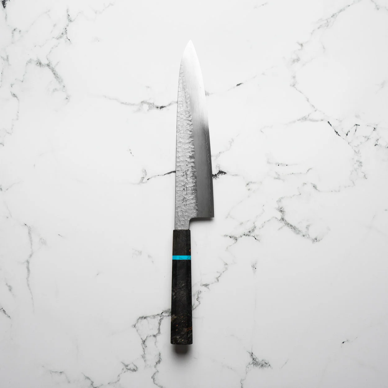 Satoshi Nakagawa Ginsan Tsuchime Gyuto 240mm - Turquoise - Image 4