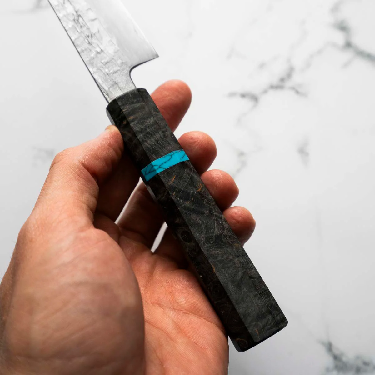 Satoshi Nakagawa Ginsan Tsuchime Petty 150mm - Turquoise - Image 7