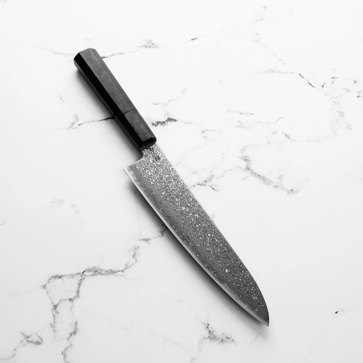 Seido VG10 Kurozome Nickel Damascus Gyuto 210mm - Dark Carbon Fibre