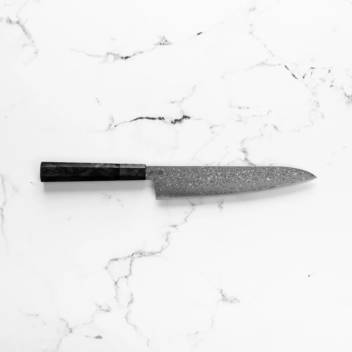 Seido VG10 Kurozome Nickel Damascus Gyuto 210mm - Dark Carbon Fibre - Image 4