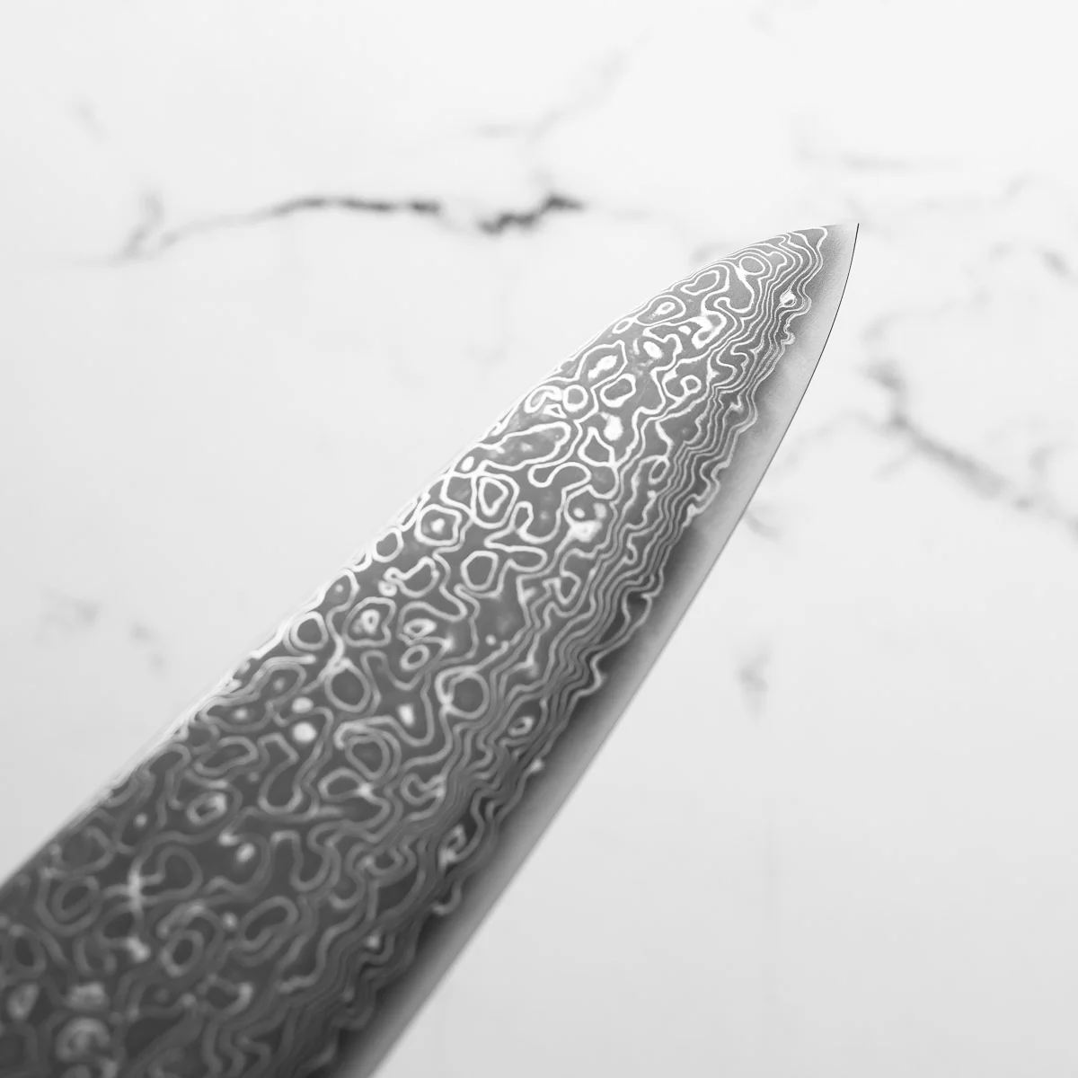 Seido VG10 Kurozome Nickel Damascus Gyuto 210mm - Dark Carbon Fibre - Image 7