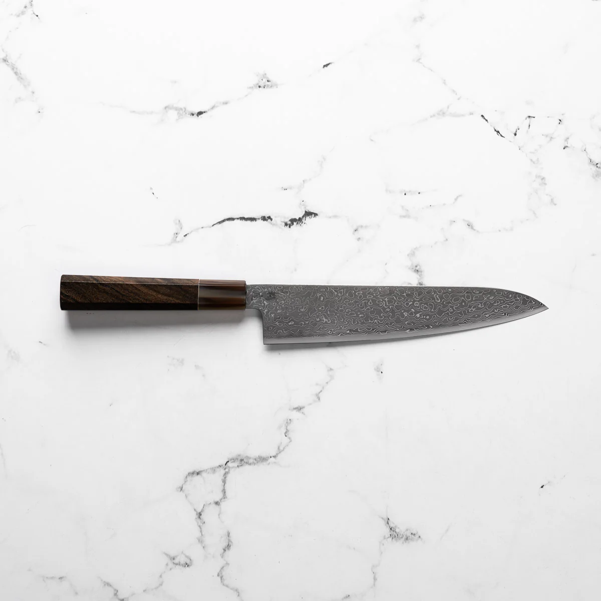Seido VG10 Kurozome Nickel Damascus Gyuto 210mm - Persimmon - Image 4
