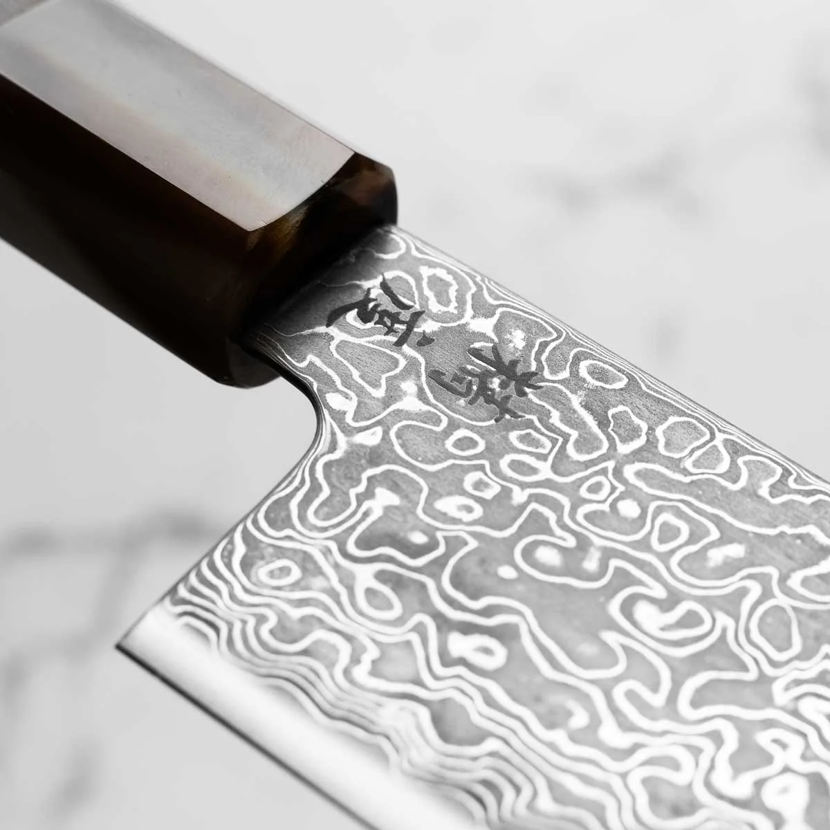 Seido VG10 Kurozome Nickel Damascus Gyuto 210mm - Persimmon - Image 7