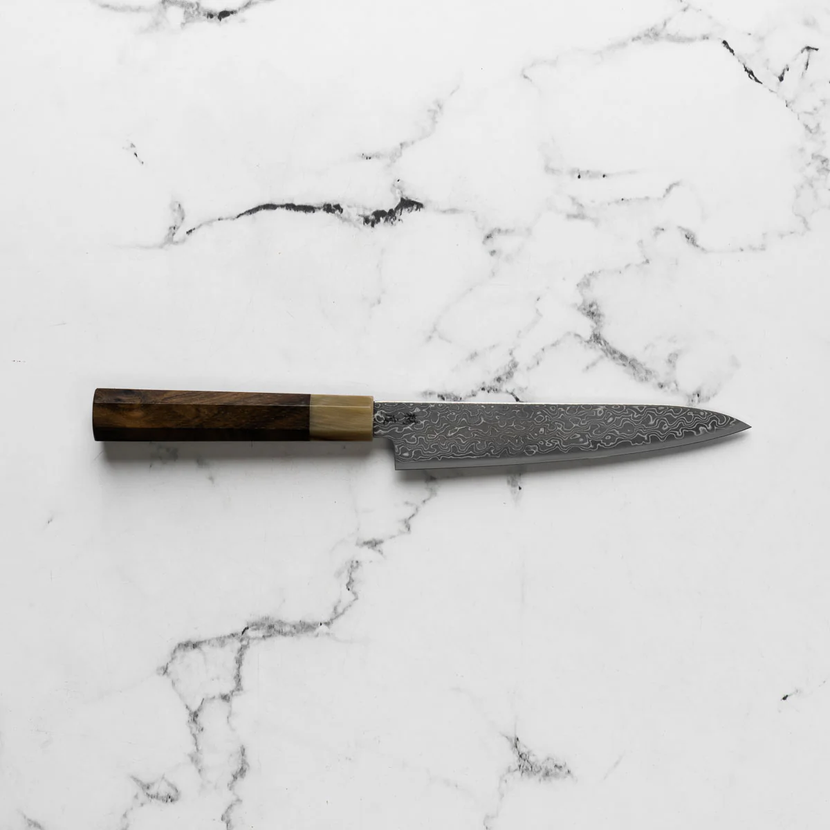 Seido VG10 Kurozome Nickel Damascus Petty 150mm - Persimmon - Image 4
