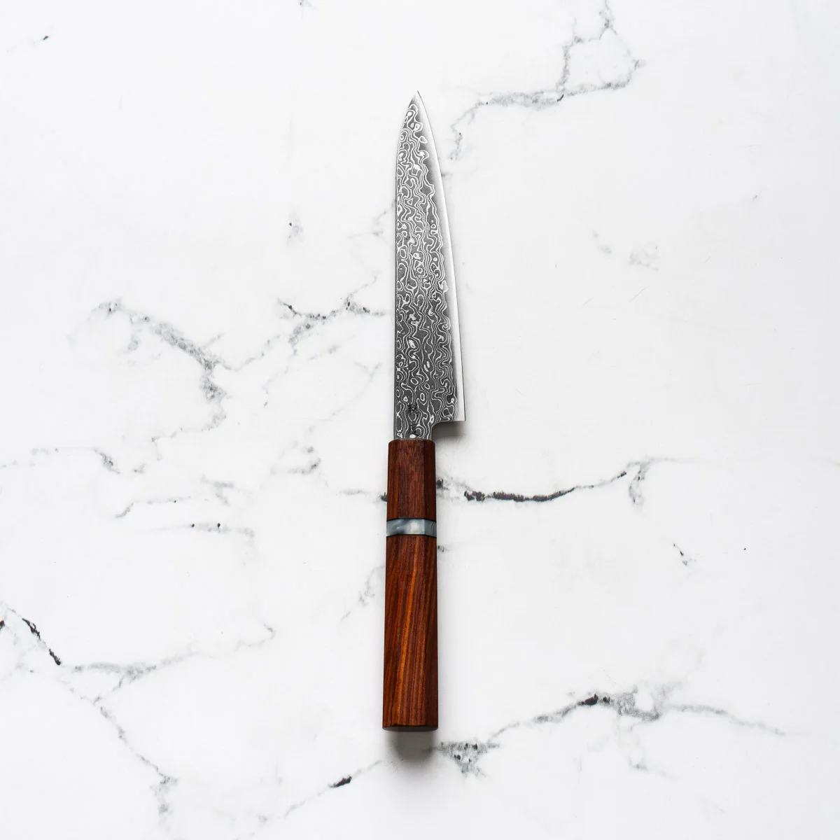 Seido VG10 Kurozome Nickel Damascus Petty 150mm - Sandalwood - Image 3