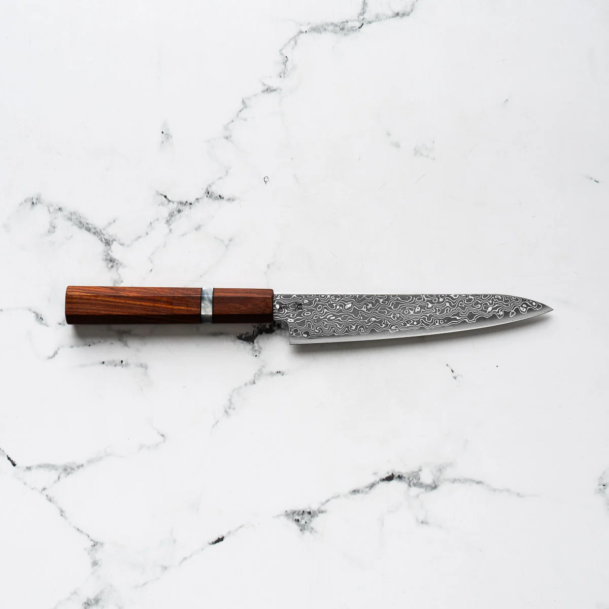 Seido VG10 Kurozome Nickel Damascus Petty 150mm - Sandalwood - Image 4
