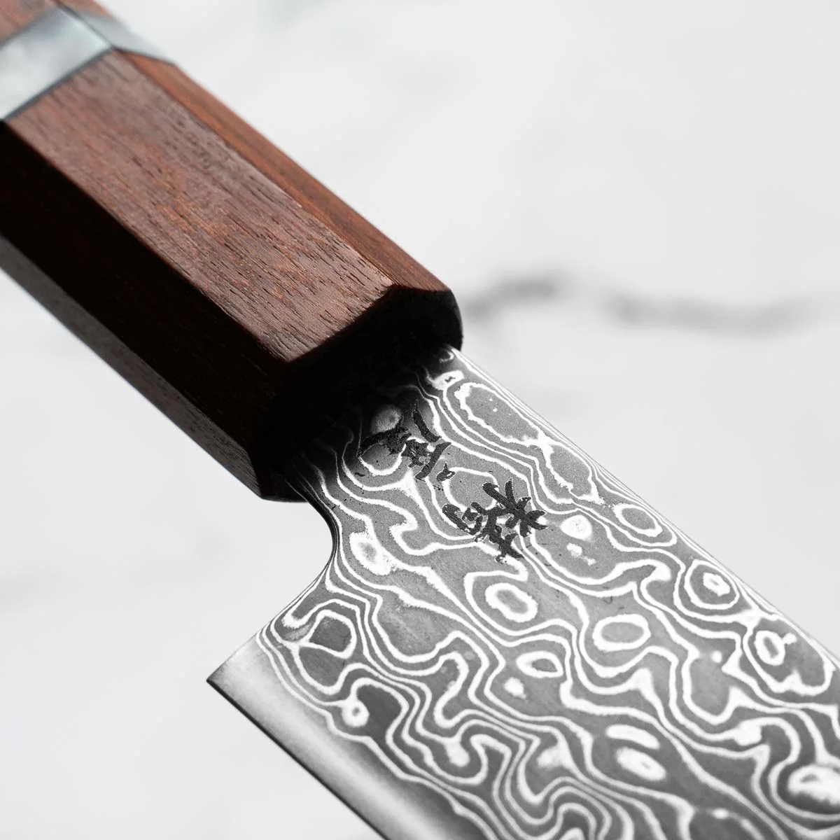 Seido VG10 Kurozome Nickel Damascus Petty 150mm - Sandalwood - Image 5