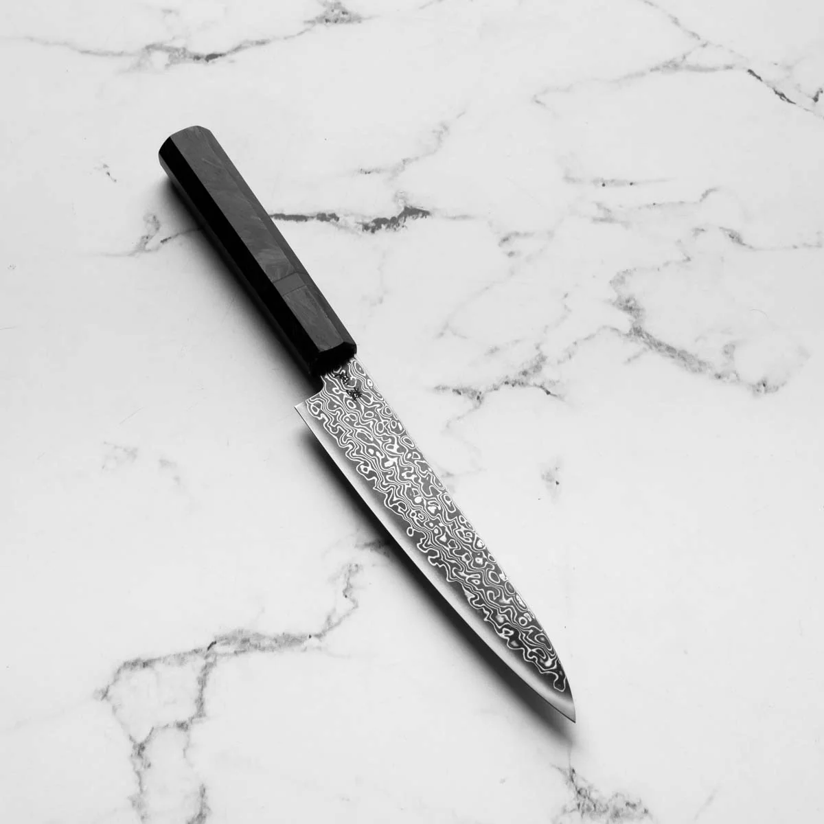 Seido VG10 Kurozome Nickel Damascus Petty 150mm - Dark Carbon Fibre