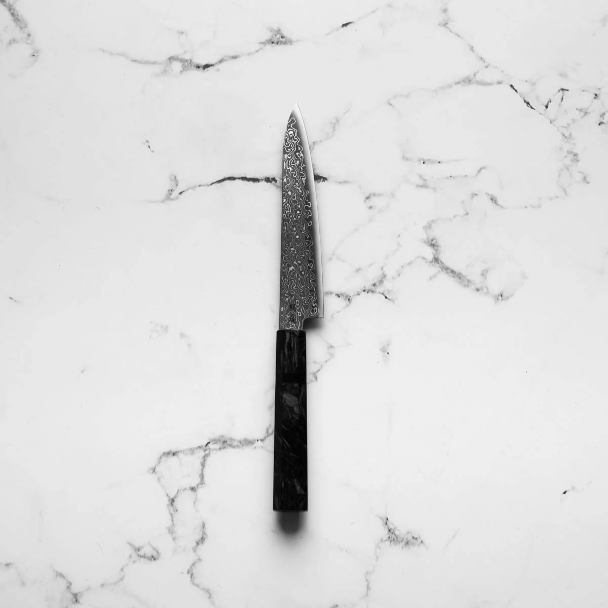 Seido VG10 Kurozome Nickel Damascus Petty 150mm - Dark Carbon Fibre - Image 3