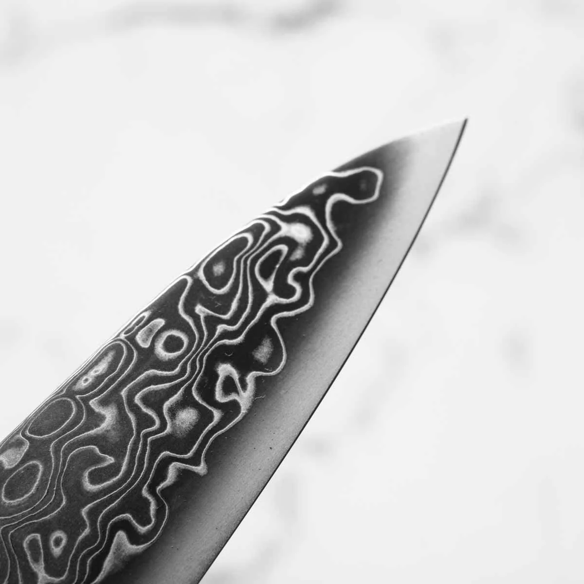Seido VG10 Kurozome Nickel Damascus Petty 150mm - Dark Carbon Fibre - Image 7