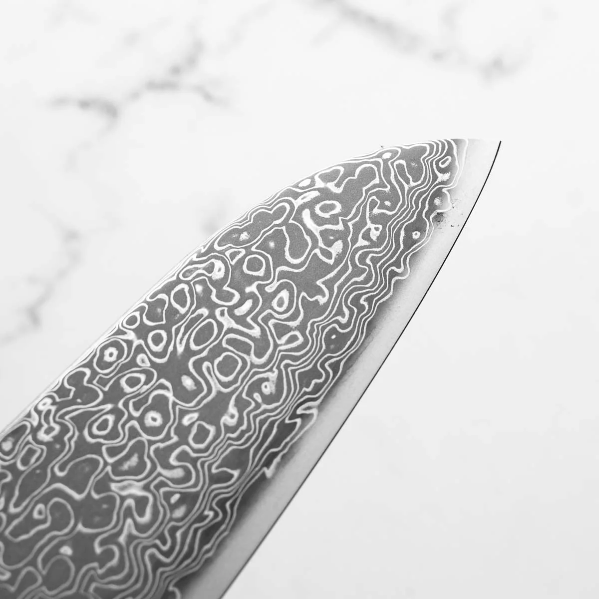 Seido VG10 Kurozome Nickel Damascus Santoku 180mm - Quince - Image 7