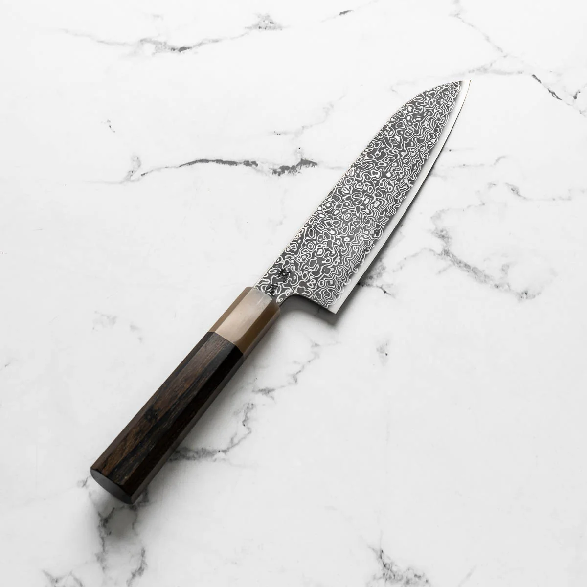 Seido VG10 Kurozome Nickel Damascus Santoku 180mm - Persimmon - Image 2