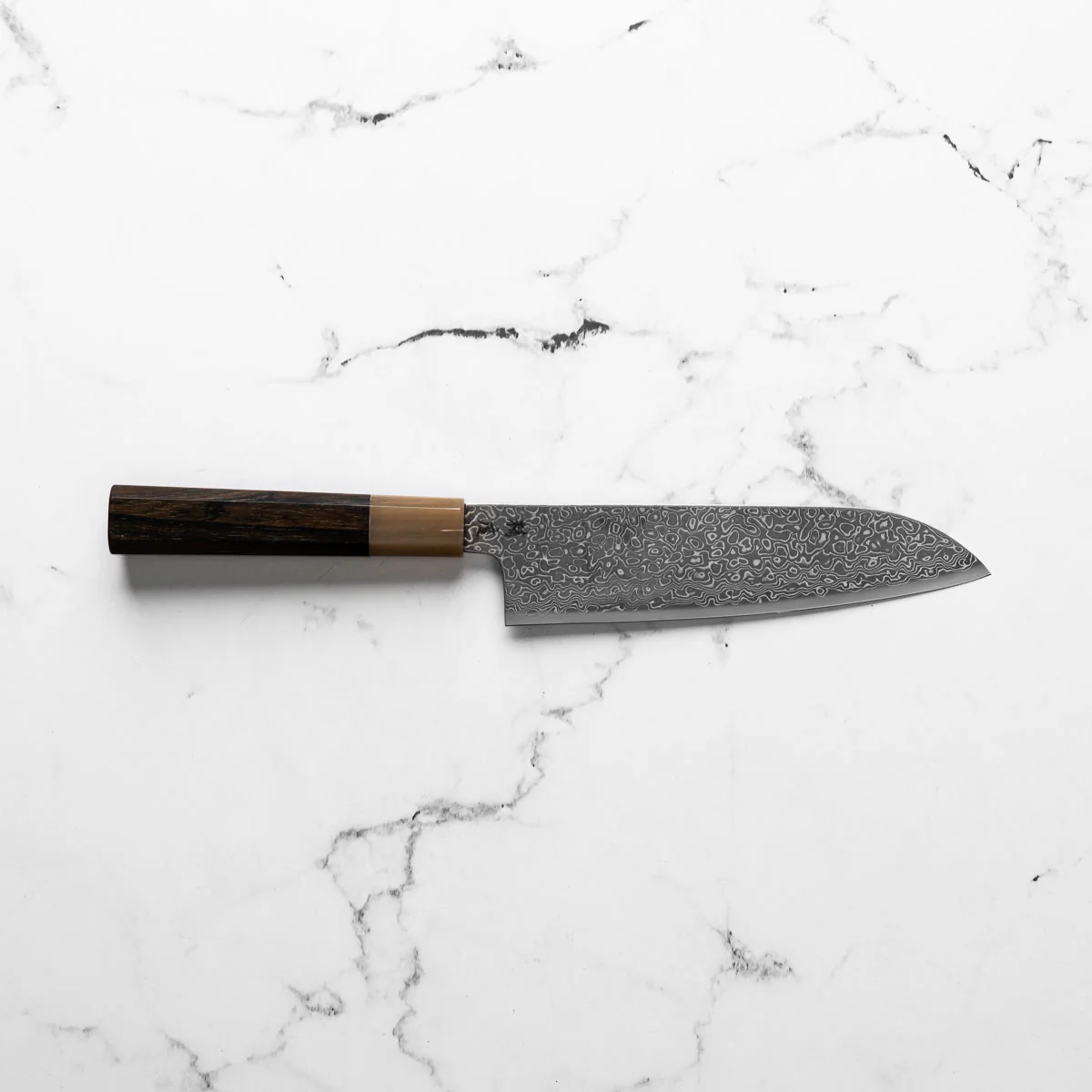 Seido VG10 Kurozome Nickel Damascus Santoku 180mm - Persimmon - Image 4