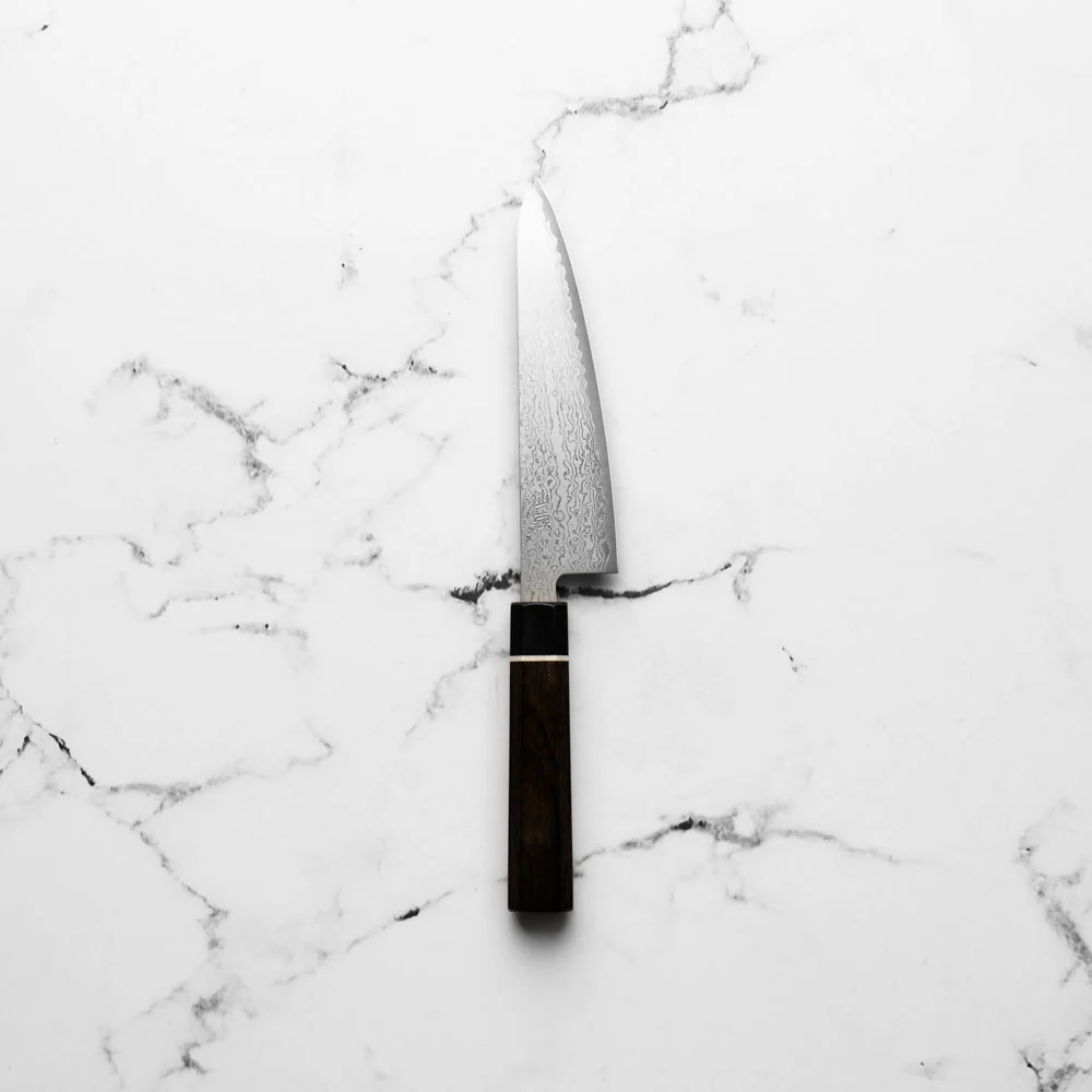 Senzo Black VG10 Damascus Small Santoku 143mm - Image 3