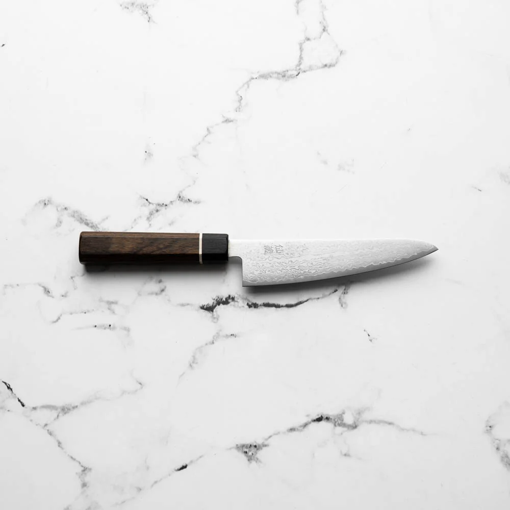 Senzo Black VG10 Damascus Small Santoku 143mm - Image 4
