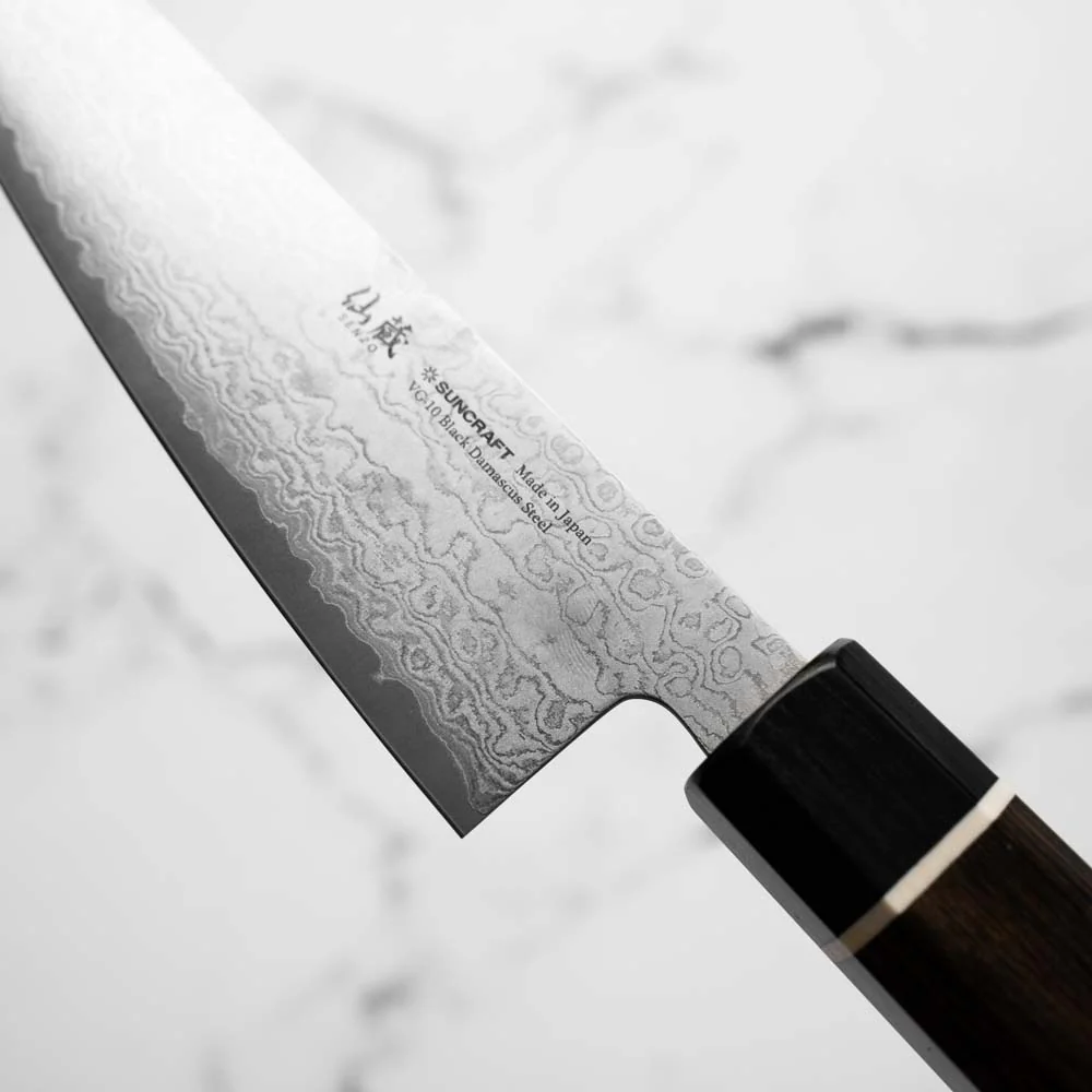 Senzo Black VG10 Damascus Small Santoku 143mm - Image 6