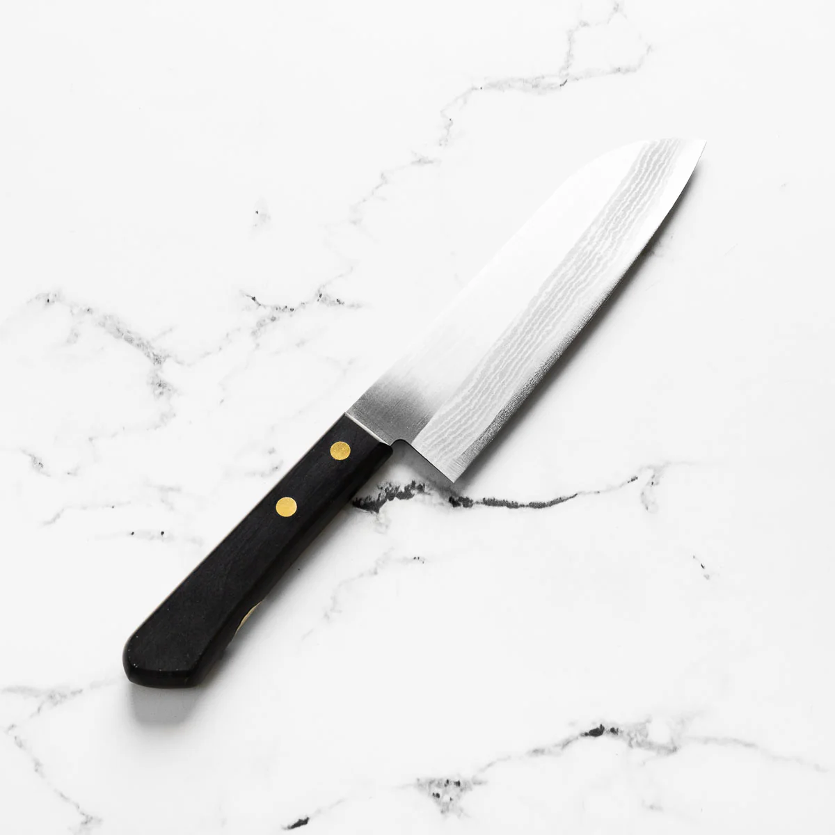 Shibamasa VG5 Damascus Santoku - Black Handle - Image 2